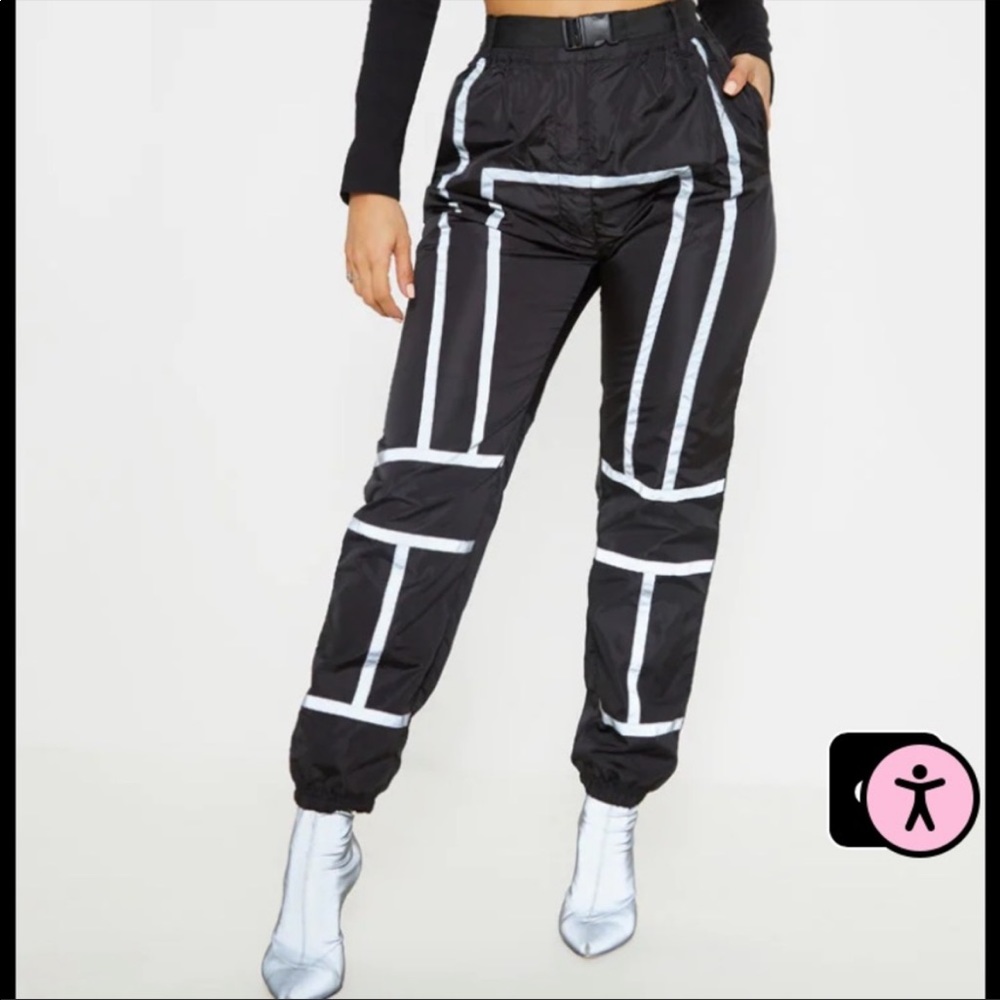 PrettyLittleThing Black Reflective Joggers